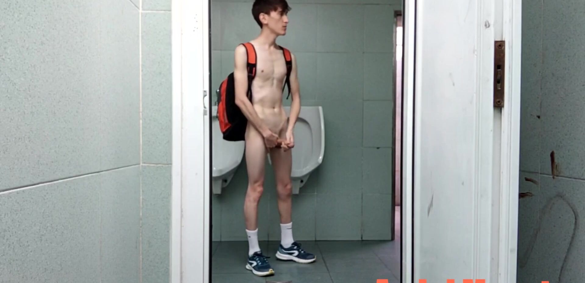 18 boy masturbates in the public bathroom and got caugth multiple times -  TwinkVideos.com